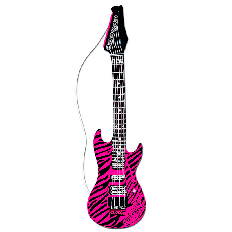 Guitarra hinchable Rockero cebra rosa