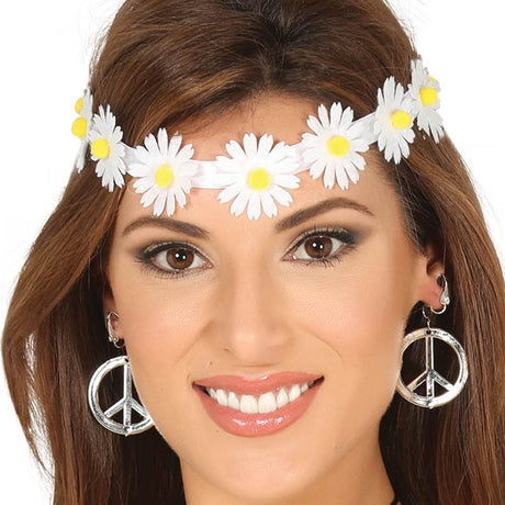 Cinta Hippie con flores blancas