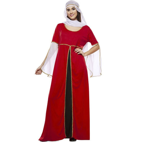 Disfraz de Dama Medieval roja y negra para mujer