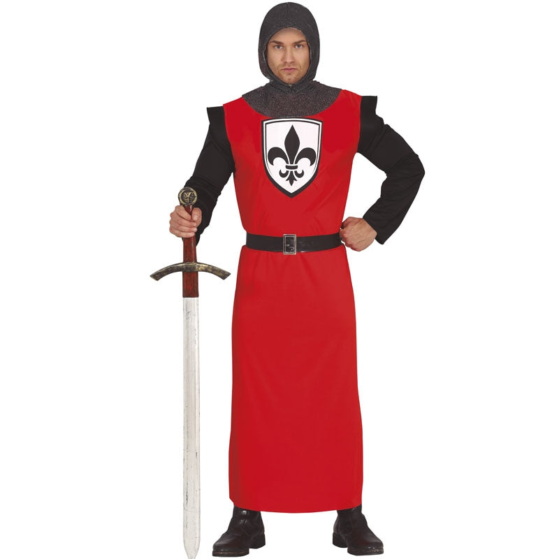 Disfraz de Guerrero Medieval rojo para hombre