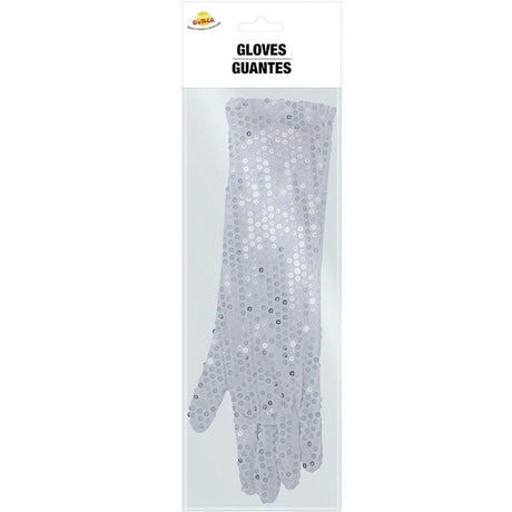 Guantes Lentejuelas Largos Blancos packaging