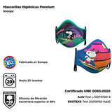 Mascarilla infantil de Snoopy certificado