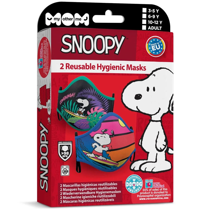 Mascarilla infantil de Snoopy packaging